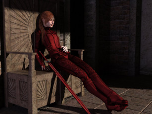 Картинка 3д+графика фантазия+ fantasy девушка фон униформа мечь