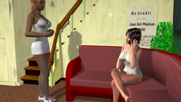 Картинка 3д+графика люди+ people девушки взгляд фон