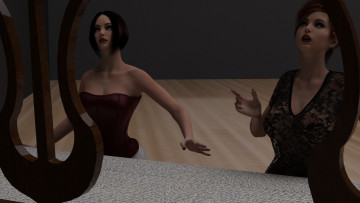 обоя 3д графика, люди , people, взгляд, девушки, фон