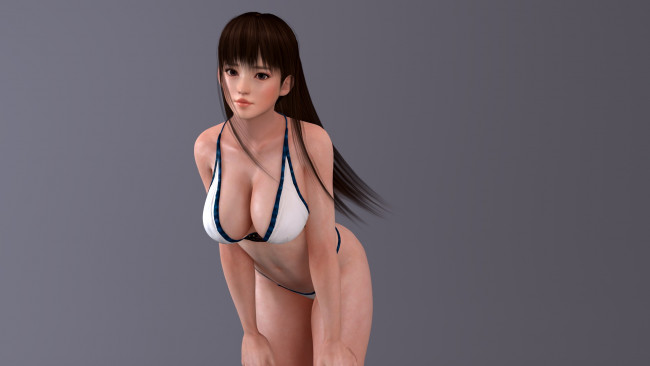 Обои картинки фото 3д графика, люди , people, бикини, взгляд, фон, девушка