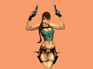 Картинка рисованное комиксы коса пистолет фон взгляд девушка