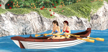 Картинка 3д+графика люди+ people фон взгляд девушки лодка