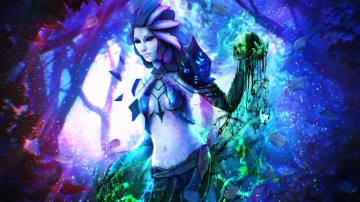 Картинка видео+игры guild+wars+2 череп guild wars 2 маг necromancer sylvari девушка лес kirei wa art
