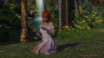 Картинка 3д+графика фантазия+ fantasy фон лес взгляд девушка