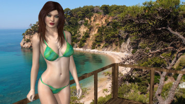 Картинка 3д+графика люди+ people фон взгляд девушка