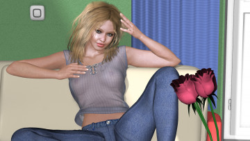 Картинка 3д+графика люди+ people взгляд девушка фон