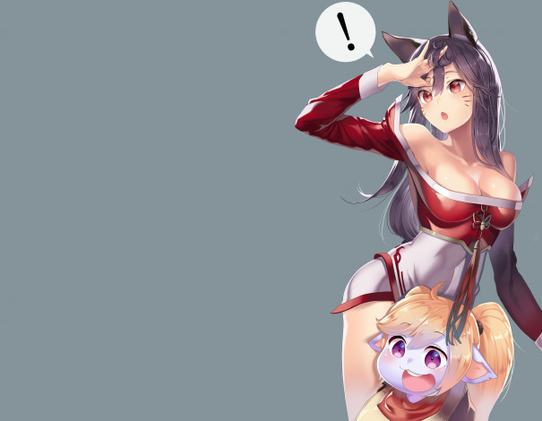 Обои картинки фото видео игры, league of legends, девушка, ahri, poppy