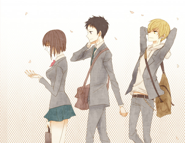 Обои картинки фото аниме, durarara, девушка, парни