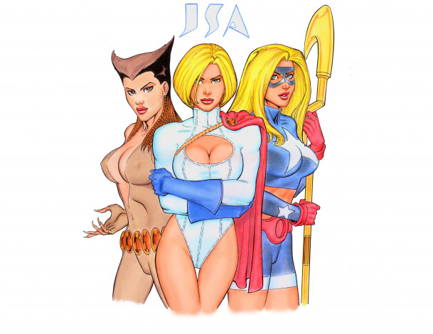 Обои картинки фото рисованное, комиксы, девушки, фон, взгляд, униформа