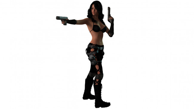 Обои картинки фото 3д графика, фантазия , fantasy, оружие, фон, взгляд, девушка