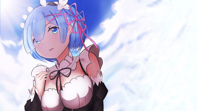 Обои картинки фото аниме, re,  zero kara hajimeru isekai seikatsu, девушка, взгляд, фон