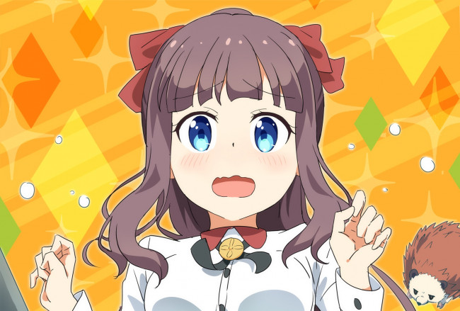 Обои картинки фото аниме, new game, фон, взгляд, девушка