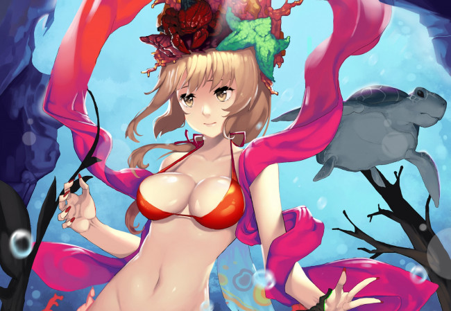 Обои картинки фото аниме, unknown,  другое, девушка, русалка