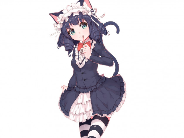 Обои картинки фото аниме, животные,  существа, девочка