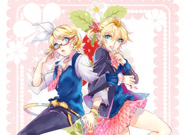 Обои картинки фото аниме, vocaloid, kagamine, mirrors