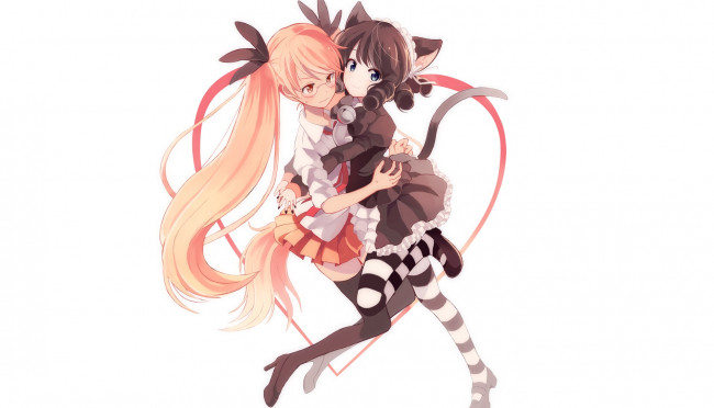 Обои картинки фото аниме, животные,  существа, девочки