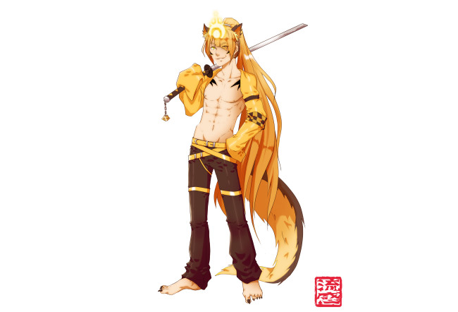 Обои картинки фото аниме, оружие,  техника,  технологии, парень