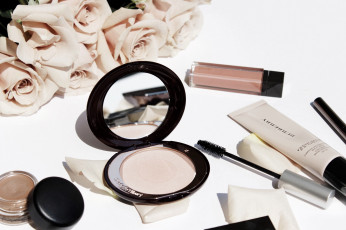 Картинка разное косметические+средства +духи пудра косметика крем тушь розы