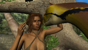 Картинка 3д+графика фантазия+ fantasy дерево змея взгляд фон девушка