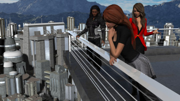 Картинка 3д+графика люди+ people взгляд фон девушки