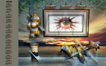 Картинка календари 3д-графика картина глаз дельфин