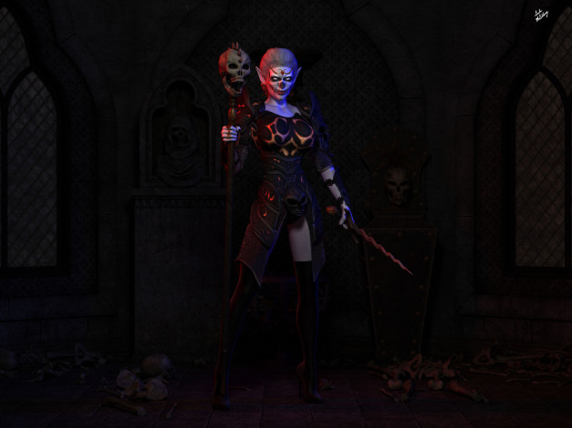 Обои картинки фото 3д графика, эльфы , elves, взгляд, эльфийка, фон