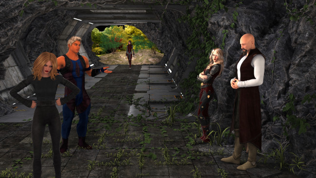 Обои картинки фото 3д графика, фантазия , fantasy, фон, взгляд, девушки