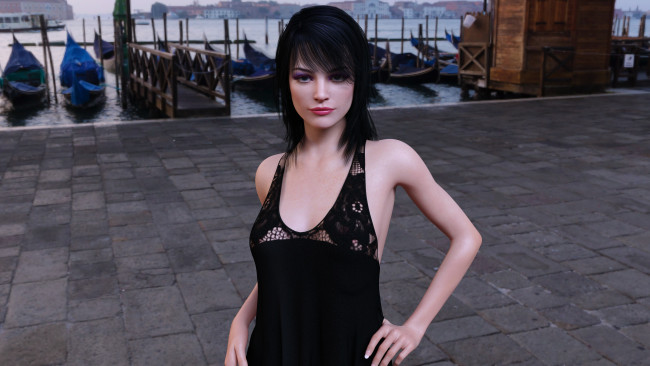 Обои картинки фото 3д графика, люди , people, взгляд, девушка, фон