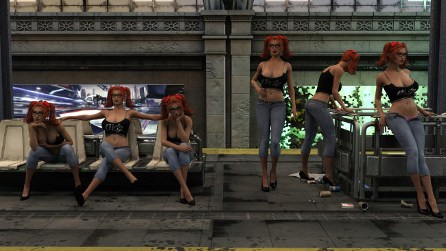 Обои картинки фото 3д графика, люди , people, взгляд, девушки, фон