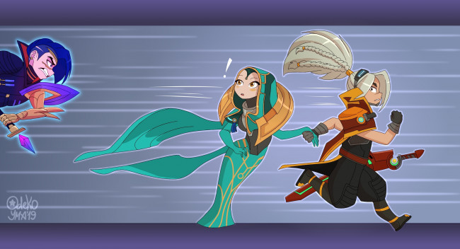 Обои картинки фото видео игры, league of legends, kayn, sona, yasuo, похищение