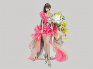 Картинка аниме unknown +другое+ девушка букет платье шлейф