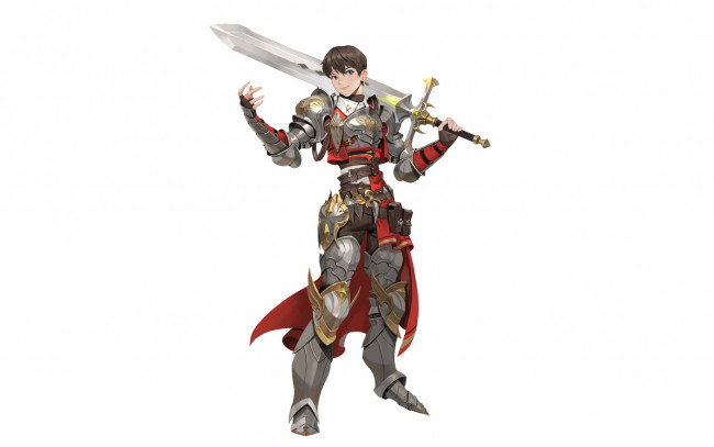 Обои картинки фото аниме, оружие,  техника,  технологии, рыцарь, доспехи, меч