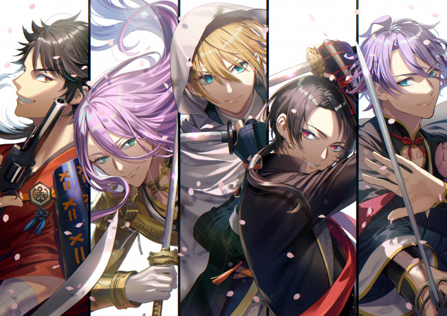 Обои картинки фото аниме, touken ranbu, танец, мечей