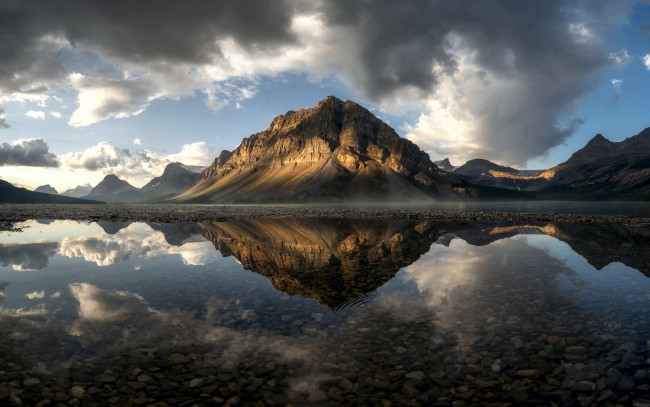 Обои картинки фото bow lake, alberta, природа, реки, озера, bow, lake