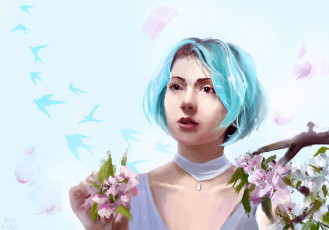 Картинка рисованное люди панда panda девушка