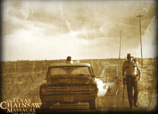 Картинка кино+фильмы the+texas+chainsaw+massacre +the+beginning полицейский шериф машина дорога поля