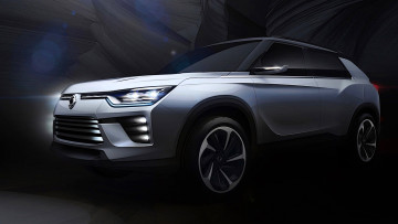 Картинка ssangyong+siv-2 рисованное авто мото машина белая скалы