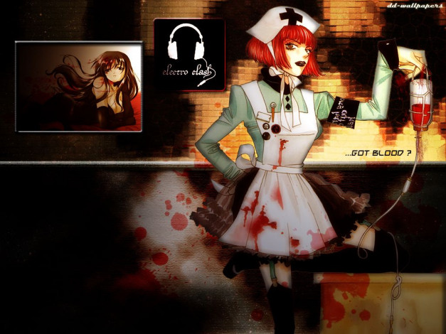 Обои картинки фото аниме, weapon, blood, technology