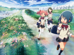 Картинка аниме mahou shoujo madoka magika девушки