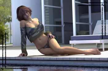 Картинка 3д графика people люди девушка бассейн