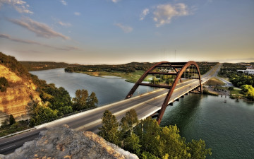 обоя города, мосты, pennybacker, bridge, loop360, city, город, austin, texas, usa