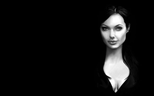 Обои картинки фото angelina, jolie, рисованные, люди, анджелина, джоли, темный, фон