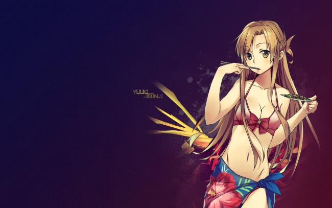 Обои картинки фото аниме, sword, art, online, девушка