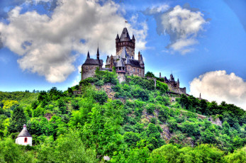 Картинка reichsburg cochem города кохем германия замок облака лес холм