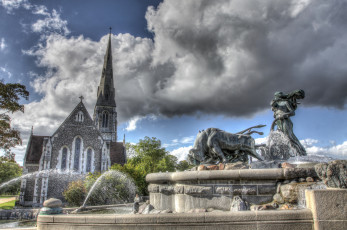 Картинка gefion+springbrunnen+копенгаген города -+фонтаны храм скульптура фонтан