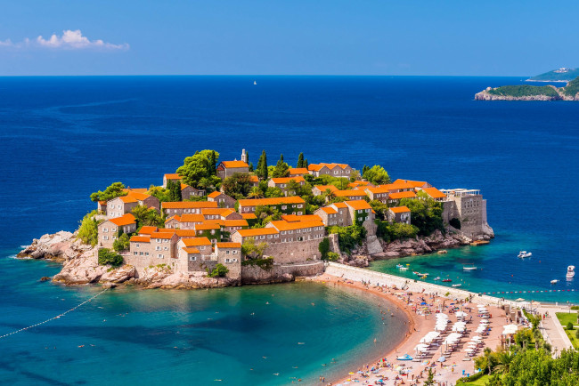 Обои картинки фото sveti stefan, города, - пейзажи, черногория, остров, гостиничный, комплекс