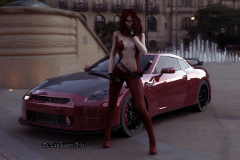 Картинка автомобили 3d+car&girl автомобиль фон взгляд девушка