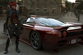 Картинка автомобили 3d+car&girl взгляд девушка автомобиль фон