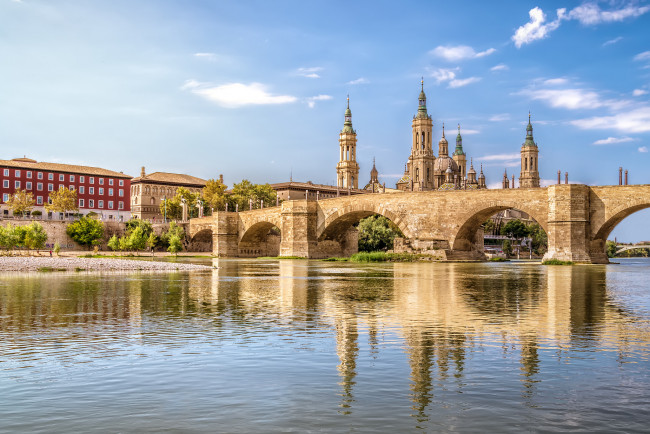 Обои картинки фото сарагоса, города, - мосты, мост, река