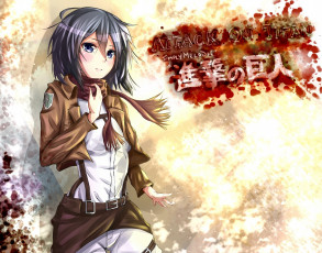 Картинка аниме shingeki+no+kyojin девушка